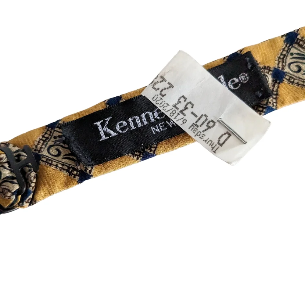 Kenneth Cole Yellow Print Silk Bow Tie
